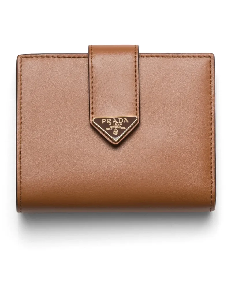 Prada Kleine Geldbörse Aus Leder, Damen, Cognac Cognac
