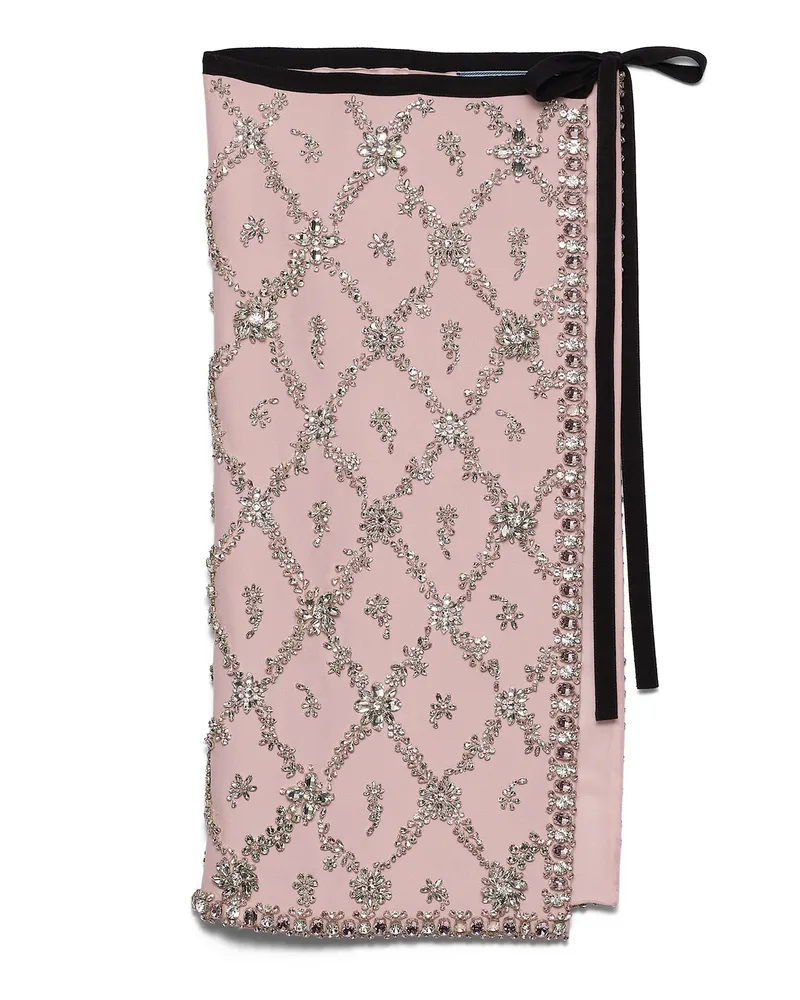 Prada Bestickter Cady-blatteinsatz, Damen, Alabasterrosa Alabasterrosa