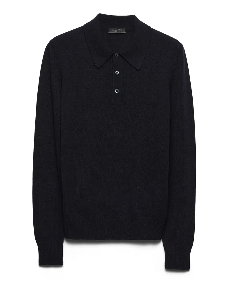 Prada Poloshirt Aus Kaschmir, Herren, Blau, Größe Blau