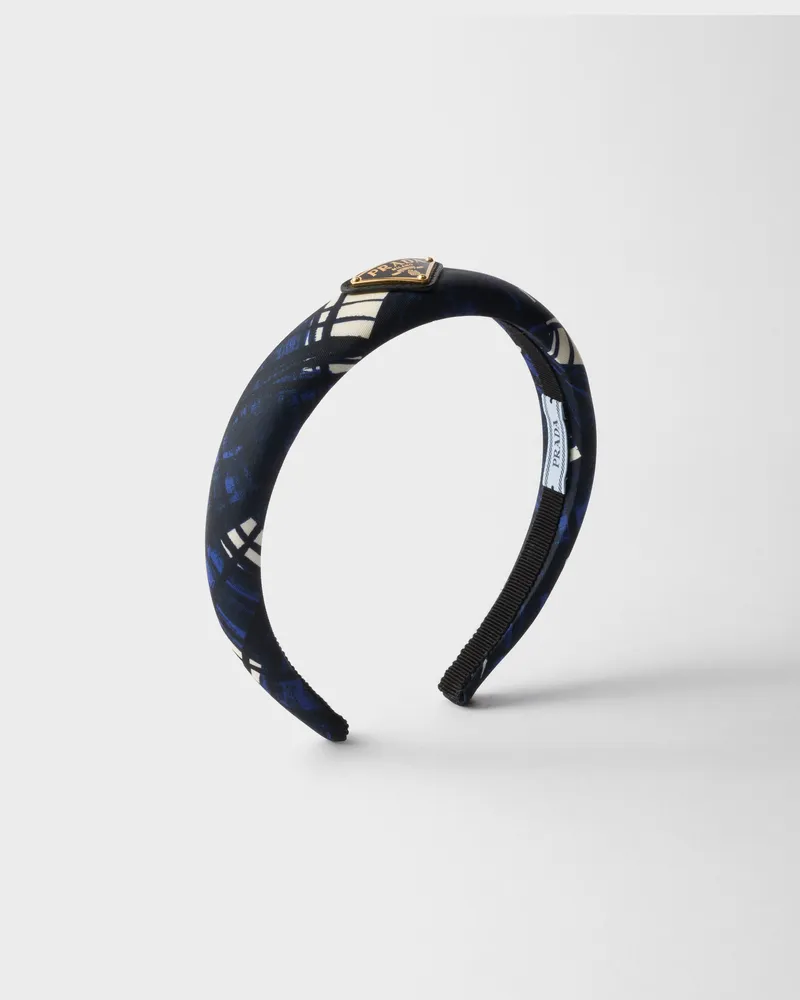 Prada Headband aus bedrucktem Re-Nylon Tintenblau