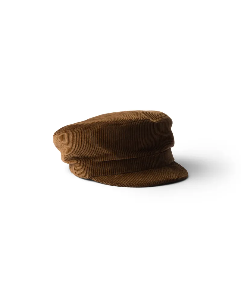 Prada Ballonmütze Aus Cord, Damen, Tabak, Größe Tabak