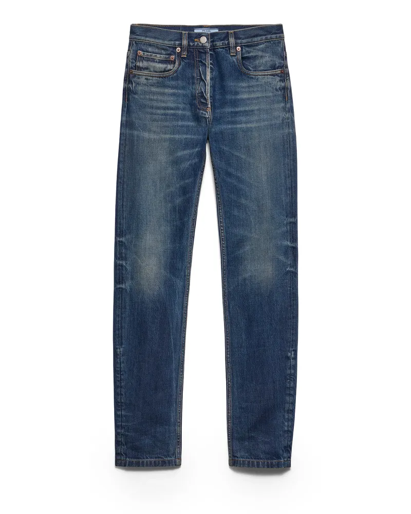 Prada Jeans Aus Selvedge Denim Mit Schmaler Passform, Damen, Blau, Größe Blau