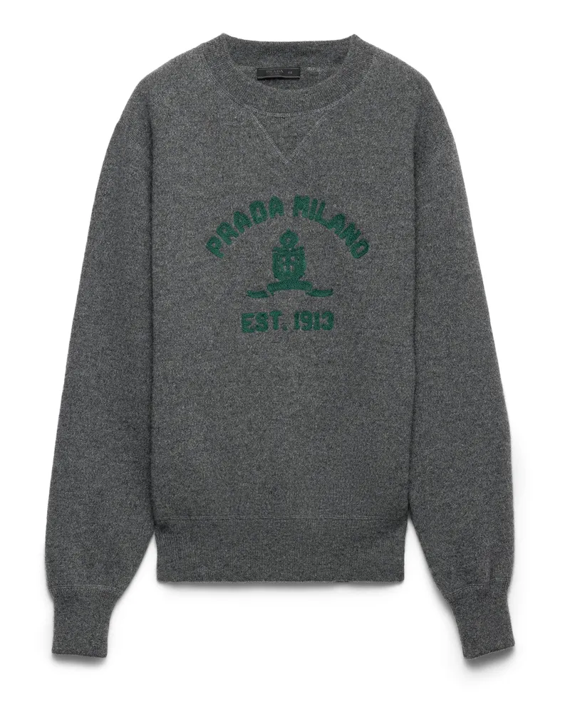 Prada Rundhalspullover Aus Kaschmir, Herren, Schiefergrau, Größe Schiefergrau