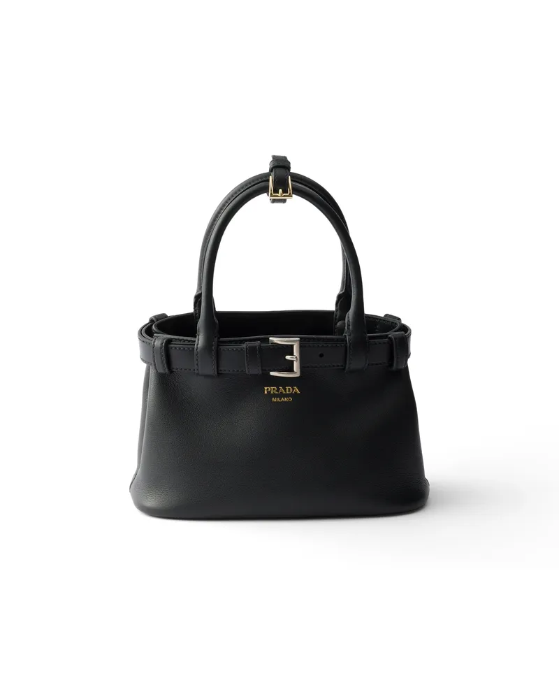 Prada Buckle Kleine Tasche Aus Leder Mit Gürtel, Damen, Schwarz Schwarz