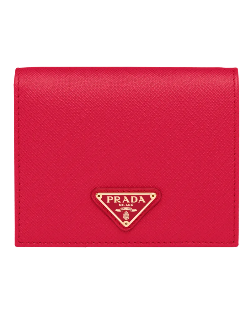 Prada Kleines Portemonnaie aus Saffiano Leder Feuerrot