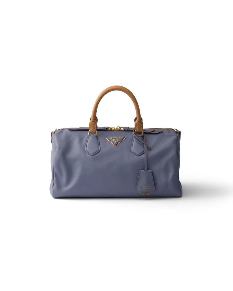 Prada Große Henkeltasche Aus Leder, Damen, Aviation/blau Aviation