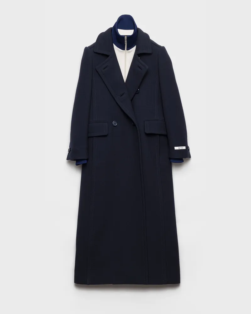 Prada Einreihiger Mantel aus Natté-Stoff Blau
