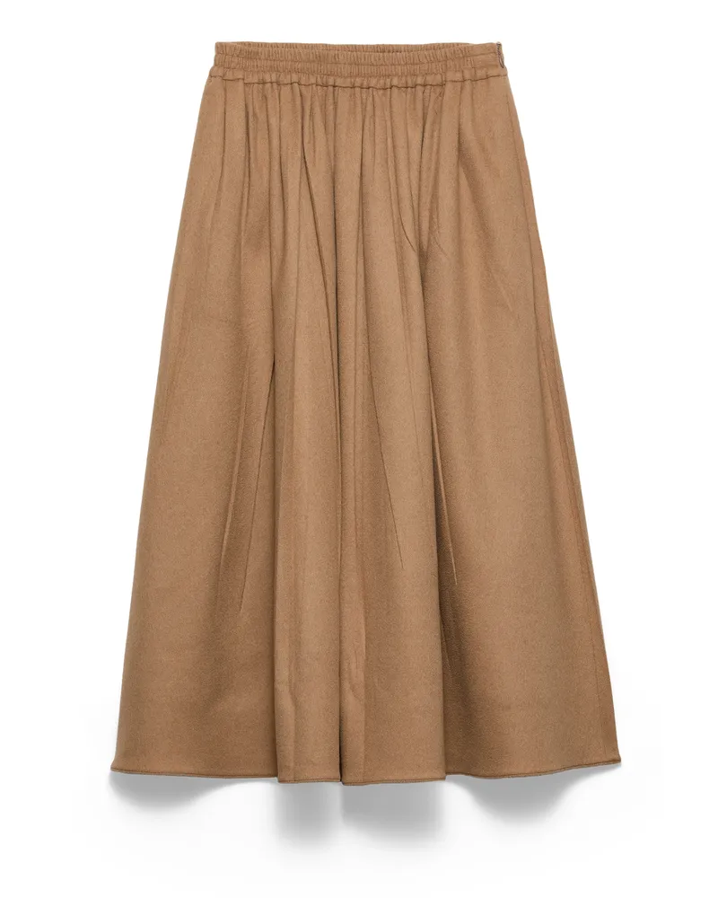 Prada Midirock Aus Kamelhaar Und Tellerrock, Damen, Kamelbraun, Größe Kamelbraun