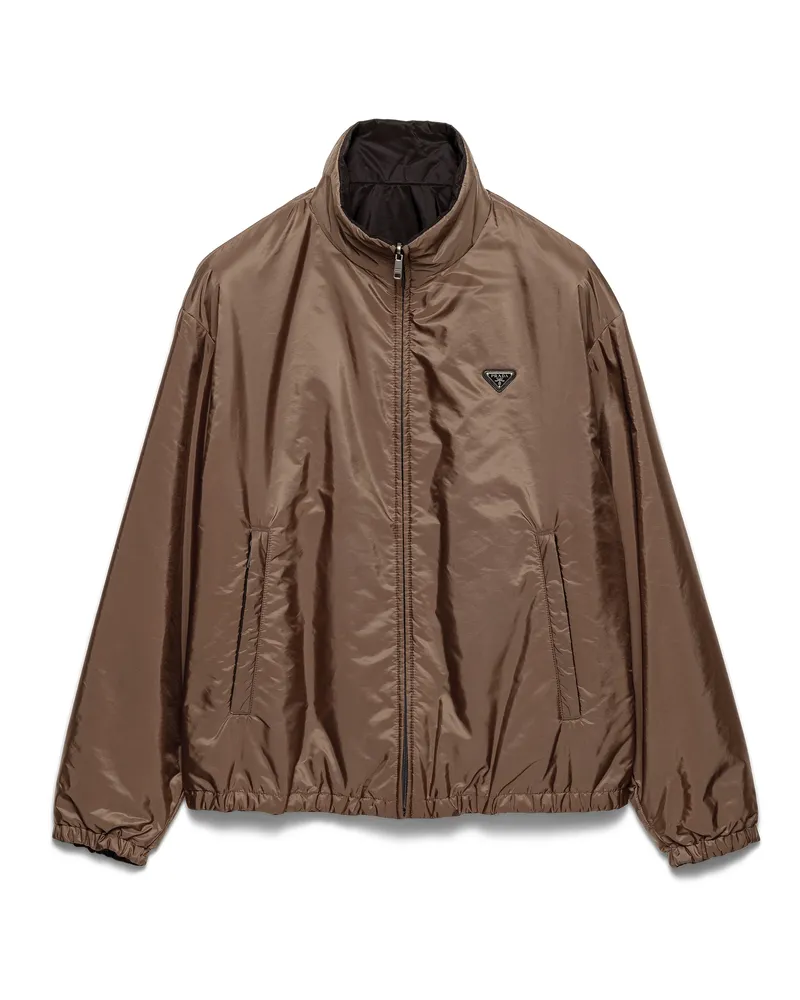 Prada Jacke Aus Re-nylon, Herren, Rinde/schwarz, Größe Rinde