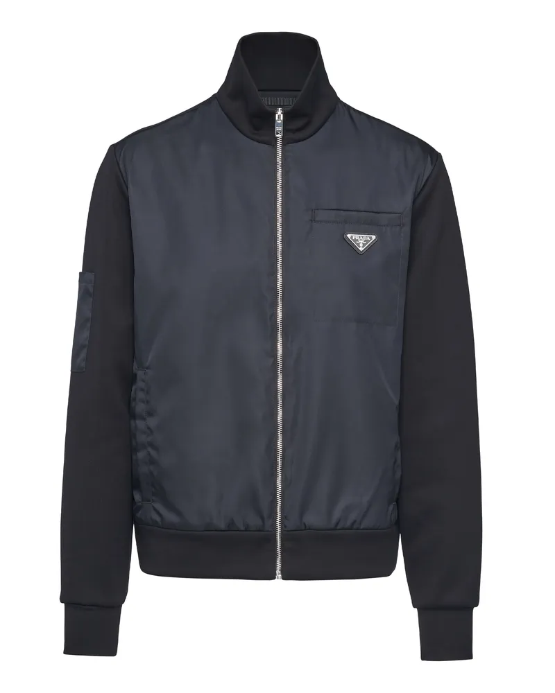 Prada Sweatshirt Mit Details Aus Re-nylon, Herren, Schwarz/schwarz, Größe Schwarz