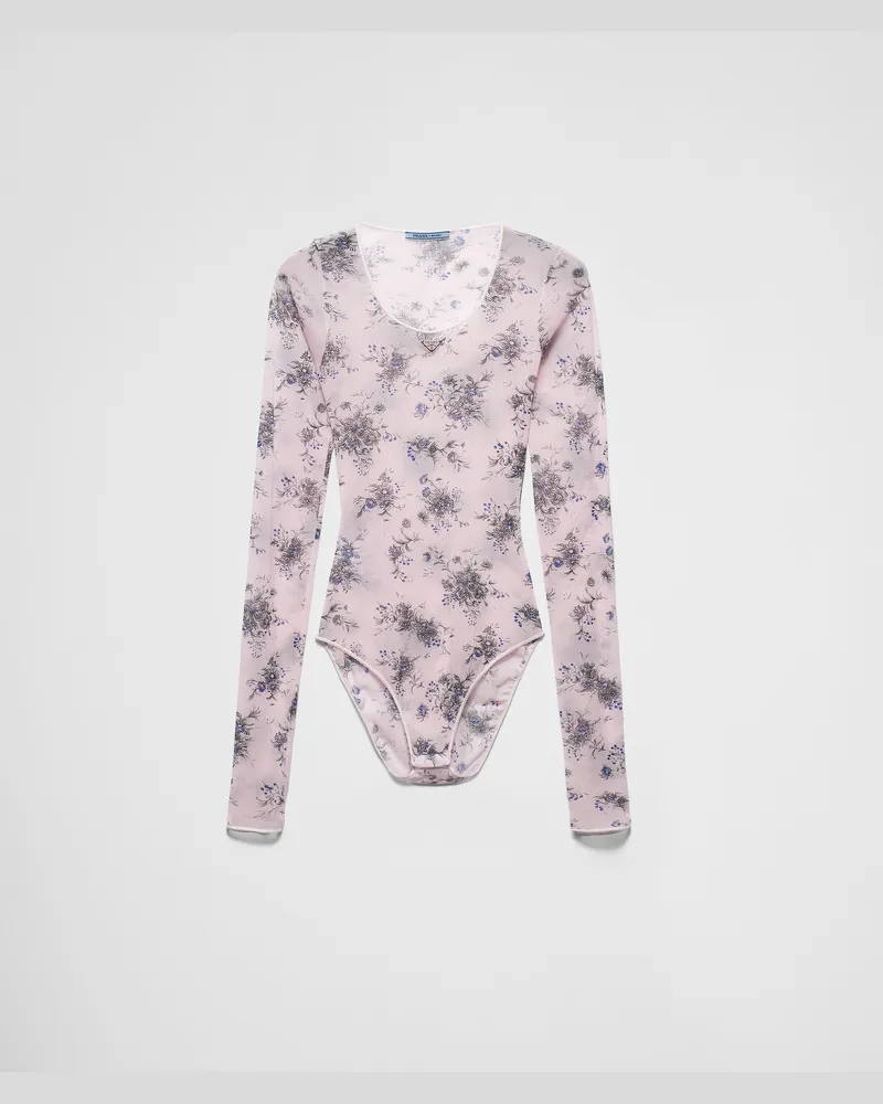 Prada Body aus bedrucktem Stretch-Tüll Rosa