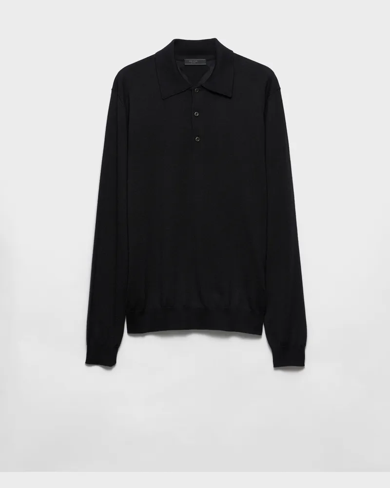 Prada Poloshirt aus Kaschmir und Seide Schwarz