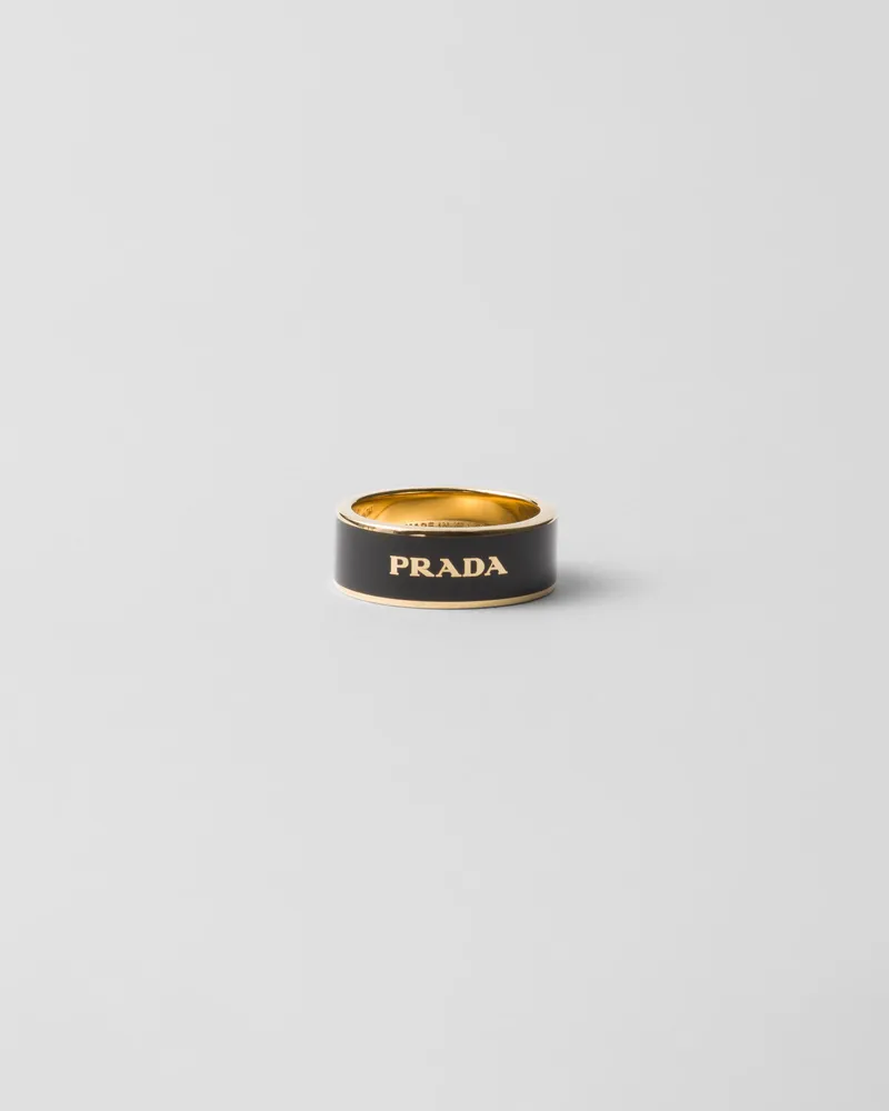 Prada Ring aus emailliertem Metall Schwarz