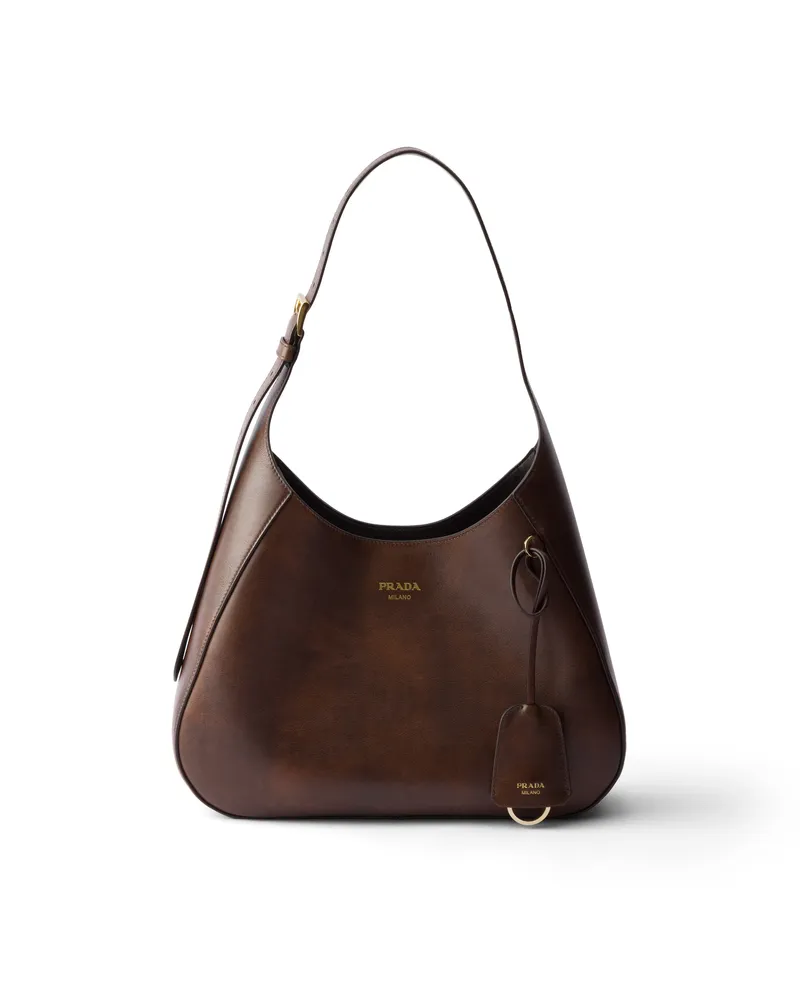 Prada Boogie Mittelgroße Handtasche Aus Leder, Damen, Kakaobraun Kakaobraun