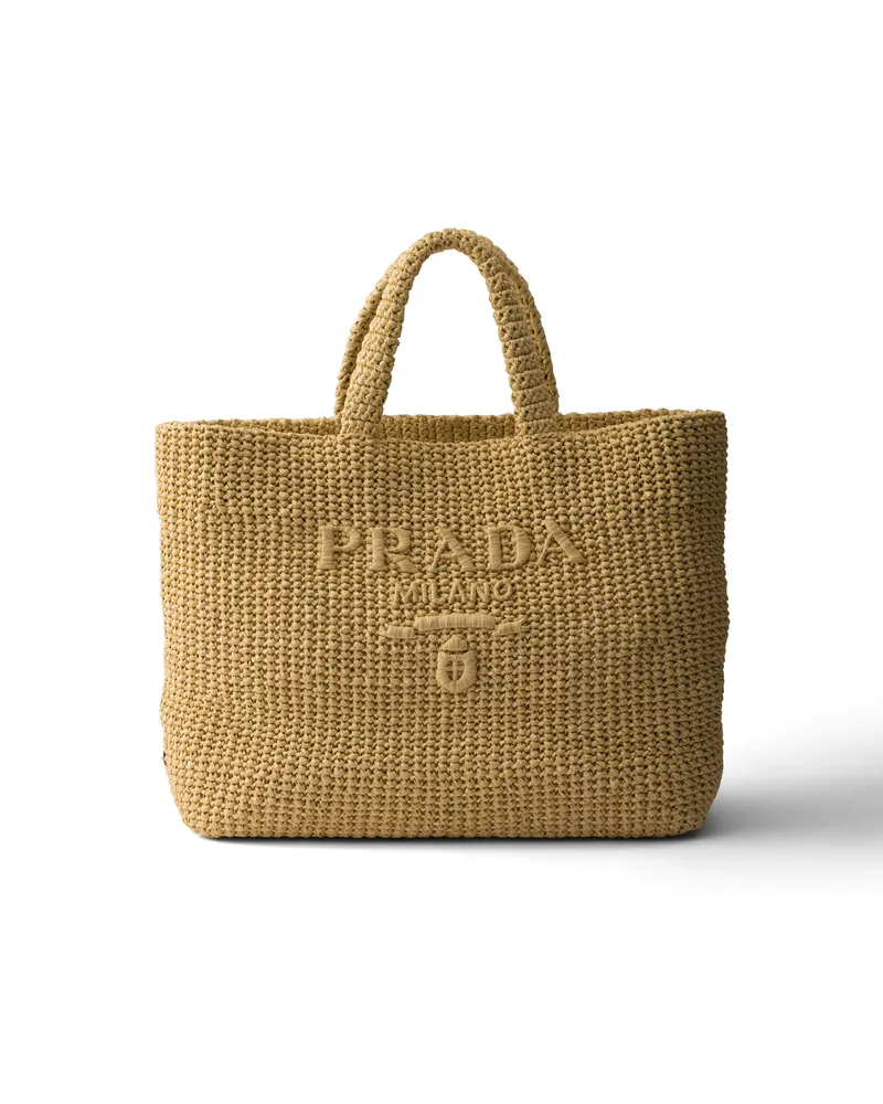 Prada Gehäkelte Tote Bag, Damen, Hellbraun Hellbraun