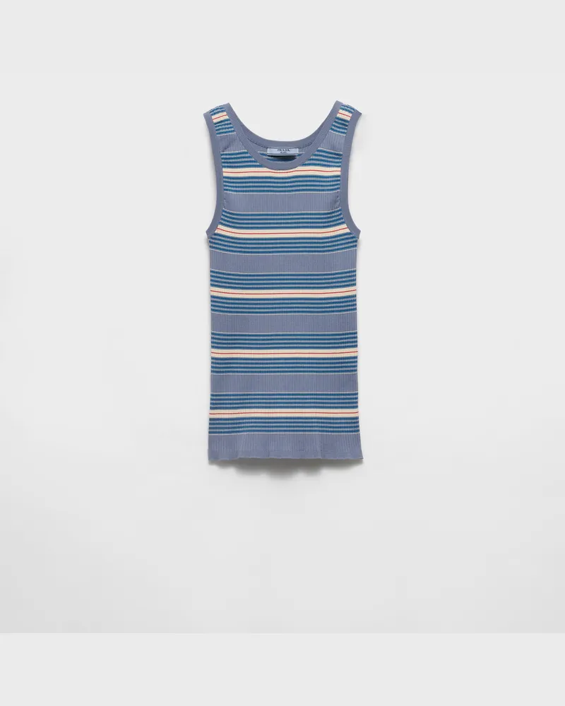 Prada Strick-Top aus gestreifter Stretch-Baumwolle Lavendelblau