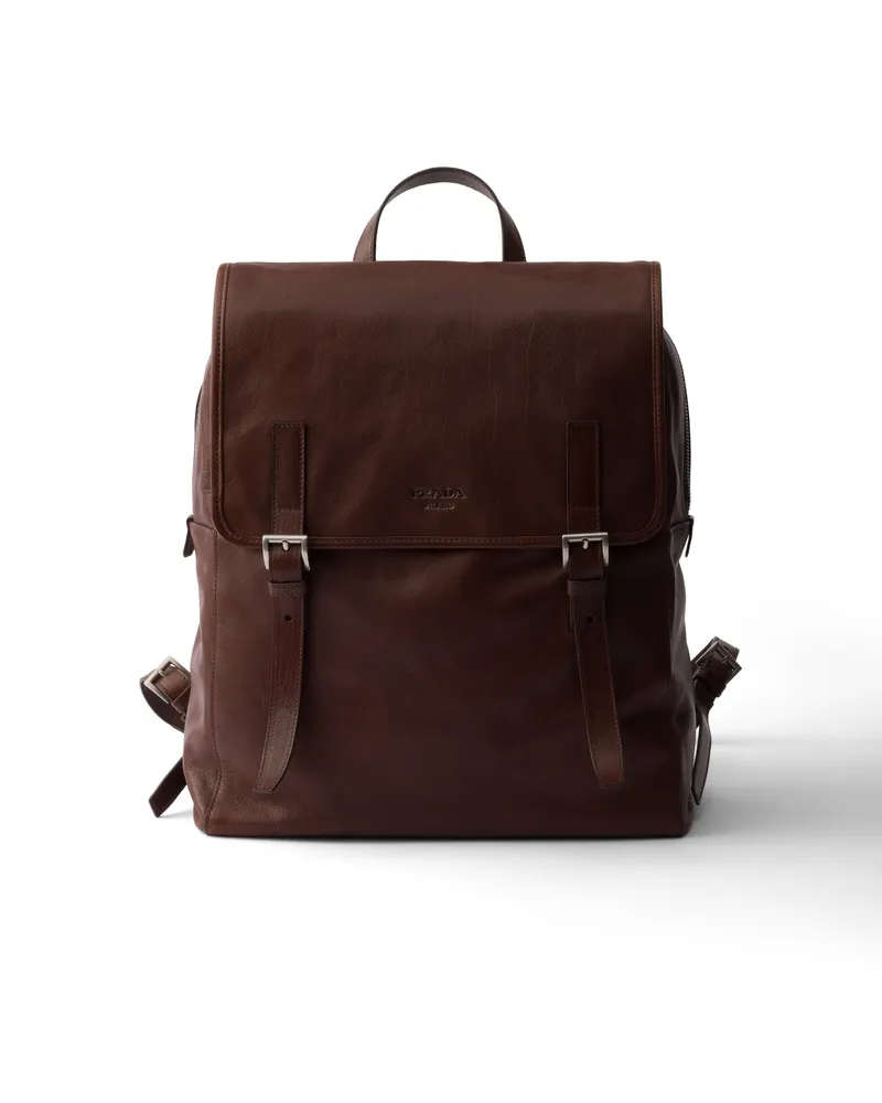 Prada Rucksack Aus Leder, Herren, Kakaobraun Kakaobraun