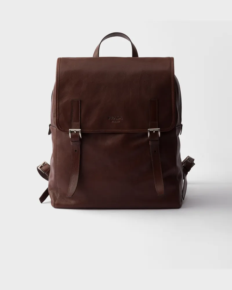 Prada Rucksack aus Leder Kakaobraun