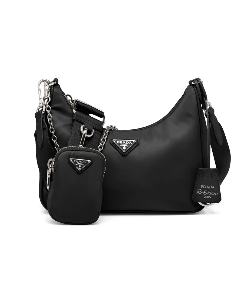 Prada Re-edition 2005 Tasche Aus Re-nylon, Damen, Schwarz Schwarz