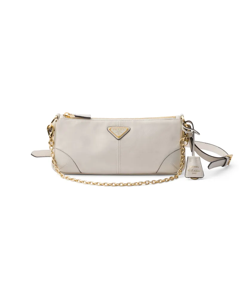 Prada Re-edition 2002 Mittelgroße Schultertasche Aus Leder , Damen, Weiss Weiss