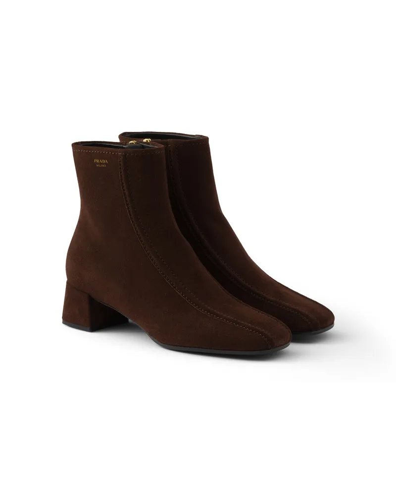 Prada Suede Booties, Damen, Dunkelbraun, Größe Dunkelbraun