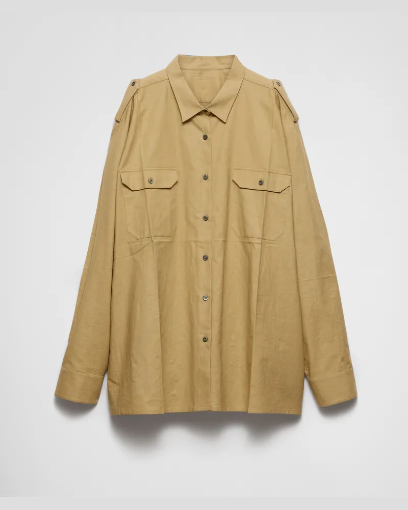Prada Oversize-Hemd aus Baumwolle Khaki