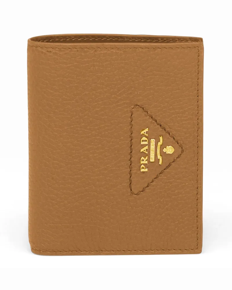 Prada Kleine Geldbörse Aus Leder, Damen, Karamell Karamell