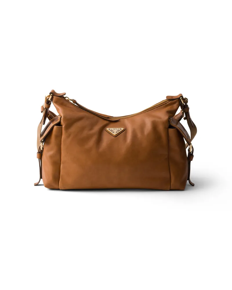 Prada Große  Explore Tasche Aus Nappa-leder, Damen, Karamell Karamell
