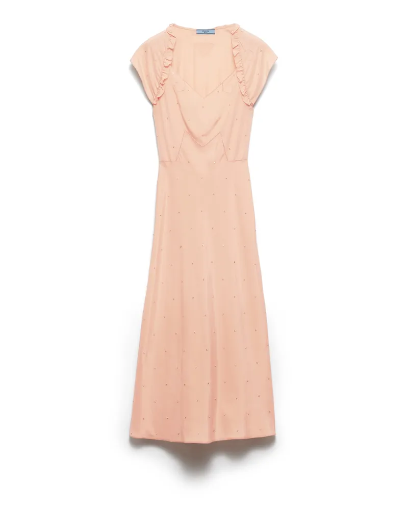 Prada Besticktes Kleid Aus Habutai-seide Im Vintage-look, Damen, Aprikose, Größe Aprikose
