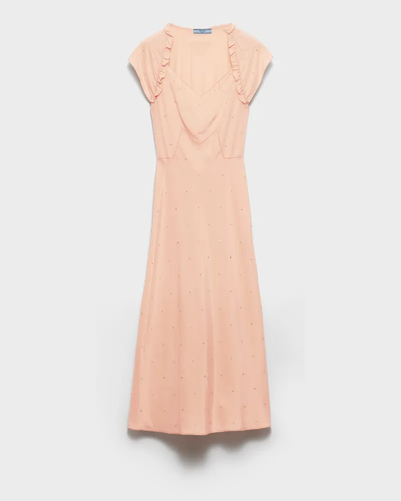 Prada Besticktes Kleid aus Habutai-Seide im Vintage-Look Aprikose