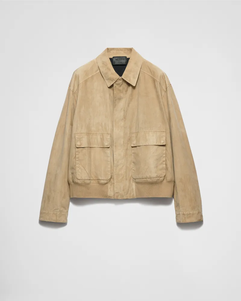 Prada Bomberjacke aus Wildleder und Baumwolle Safari