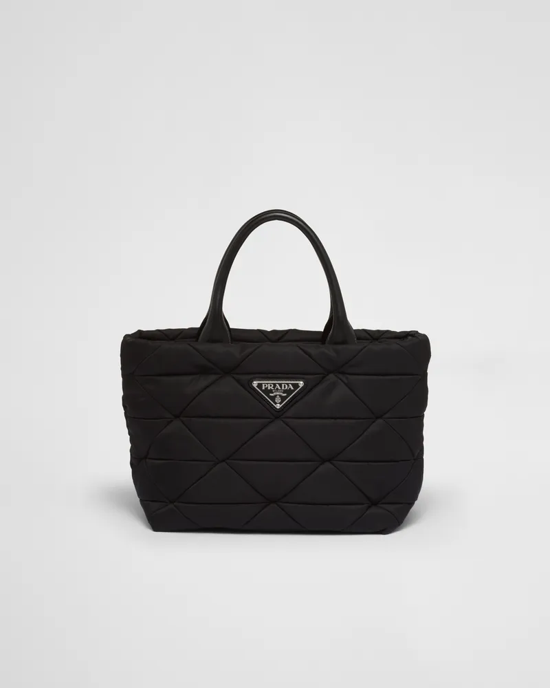 Prada Kleine gepolsterte Tote Bag aus Re-Nylon Schwarz
