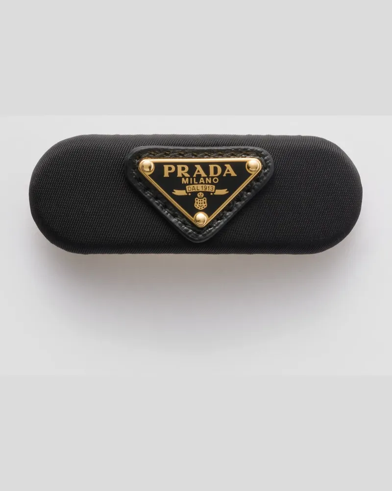 Prada Haarspange aus Re-Nylon Schwarz
