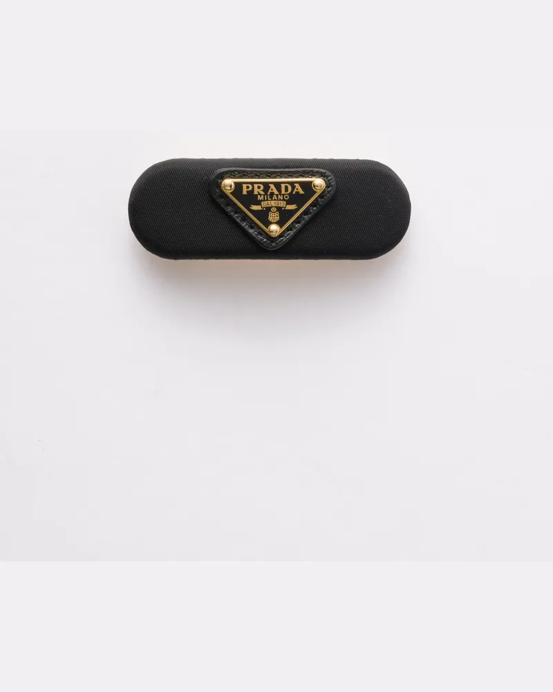 Prada Haarspange Aus Re-nylon, Damen, Schwarz Schwarz