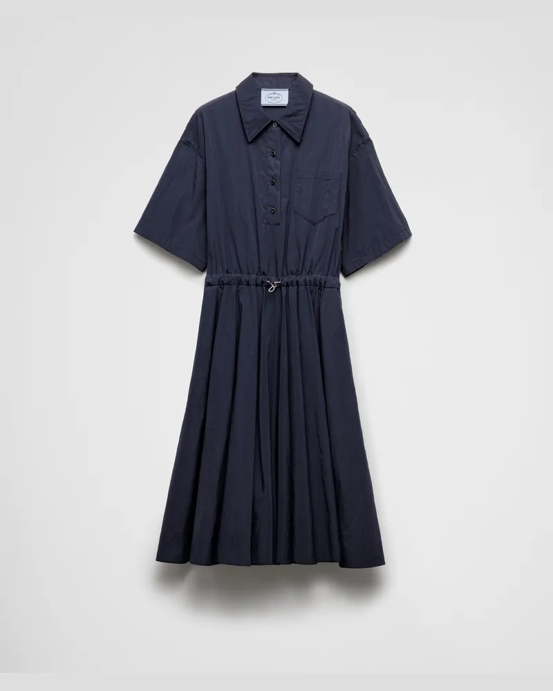 Prada Kurzärmliges Kleid aus technischem Pongé Blau