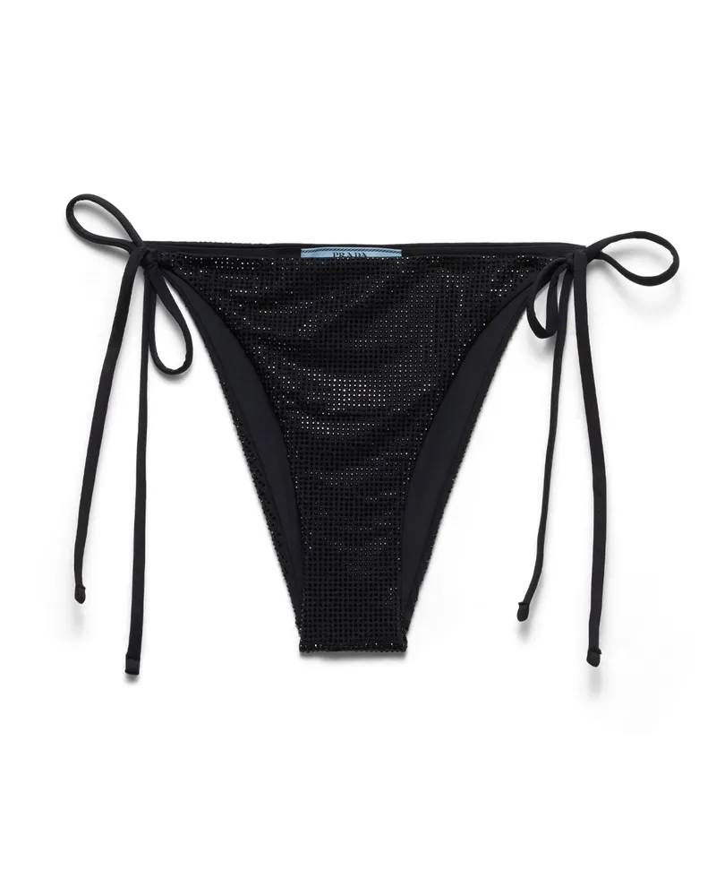 Prada Bikini-unterteil Aus Jersey Mit Strass, Damen, Schwarz, Größe Schwarz