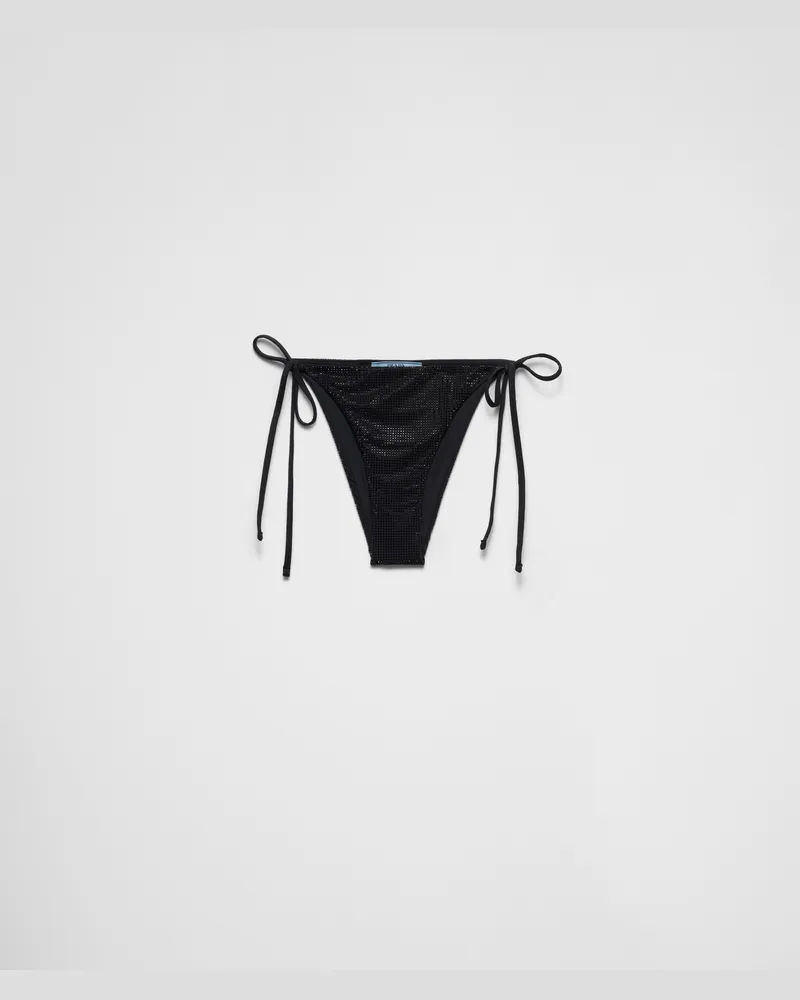 Prada Bikini-Unterteil aus Jersey mit Strass Schwarz