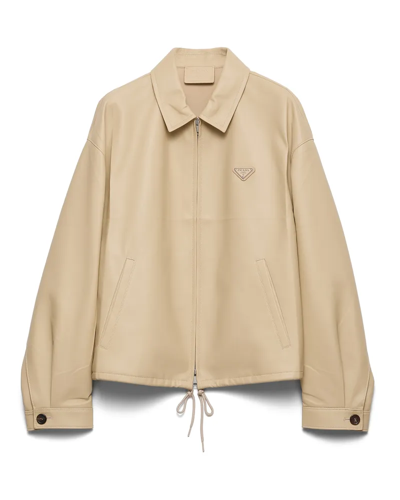Prada Blousonjacke Aus Nappa-leder, Damen, Sandbeige, Größe Sandbeige