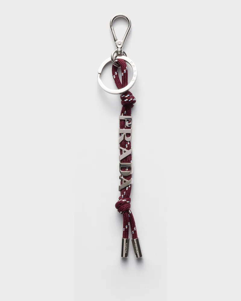 Prada Speedrock Schlüsselring aus Kordel Burgunderrot