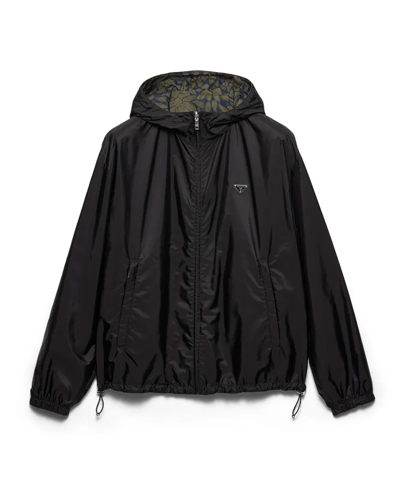 Prada Jacke Aus Re-nylon, Herren, Schwarz/waldgrün, Größe Schwarz