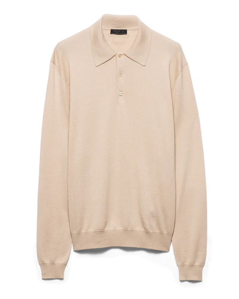 Prada Poloshirt Aus Kaschmir Und Seide, Herren, Albino/weiss, Größe Albino