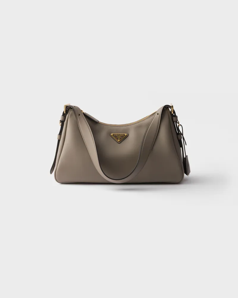 Prada Mittelgroße  Aimée Schultertasche aus Leder Lehm