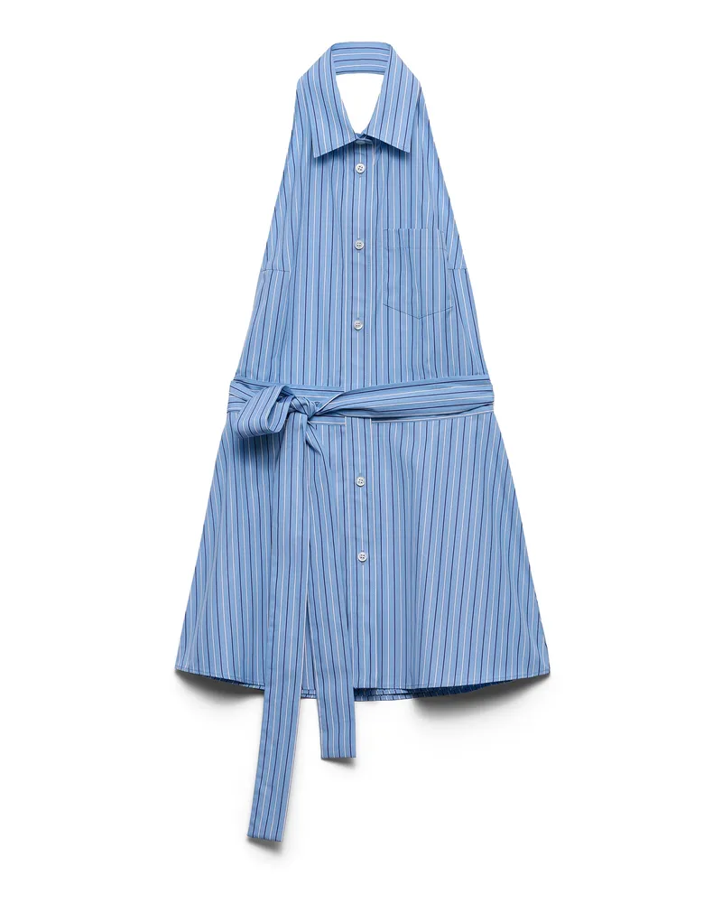 Prada Ärmelloses Hemd Aus Gestreiftem Popeline, Damen, Lavendelblau, Größe Lavendelblau