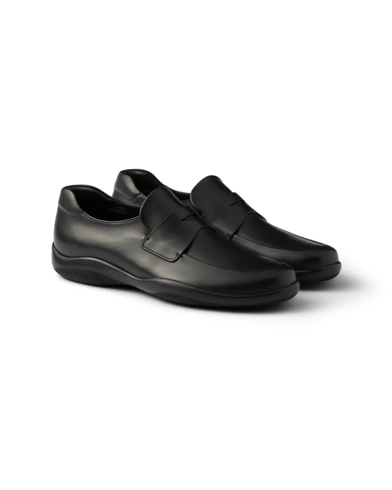 Prada Loafer Aus Toblach-leder, Herren, Schwarz, Größe 13 Schwarz