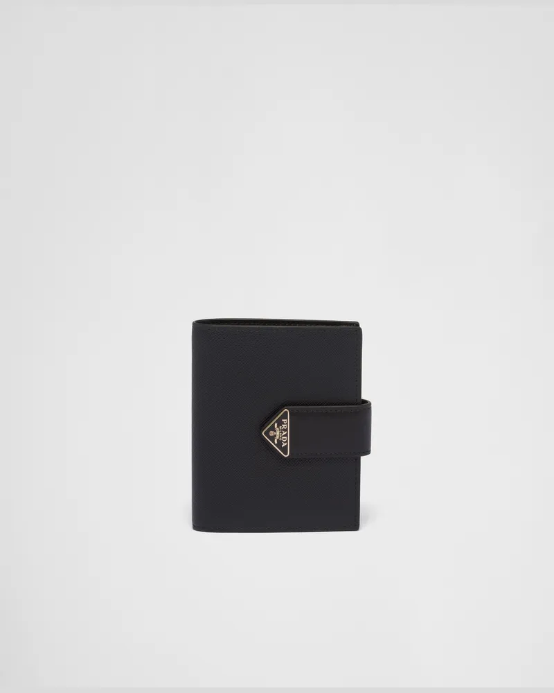 Prada Kleine Geldbörse aus Saffiano und Leder Schwarz