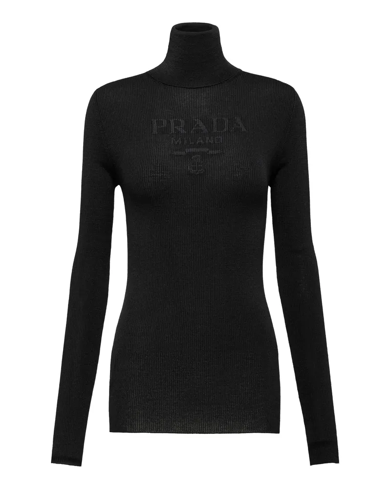 Prada Rollkragenpullover Aus Superfine-wool, Damen, Schwarz, Größe Schwarz
