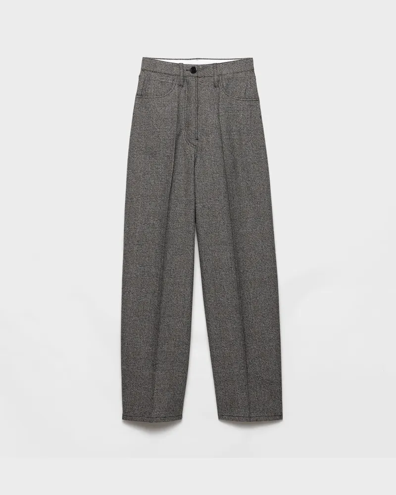 Prada Hose aus Mouliné-Wolle mit Prince-of-Wales-Muster Schiefergrau