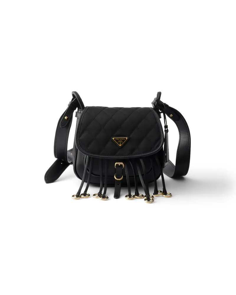 Prada Corsaire Mini Shoulder Bag Aus Re-nylon Und Leder, Damen, Schwarz Schwarz