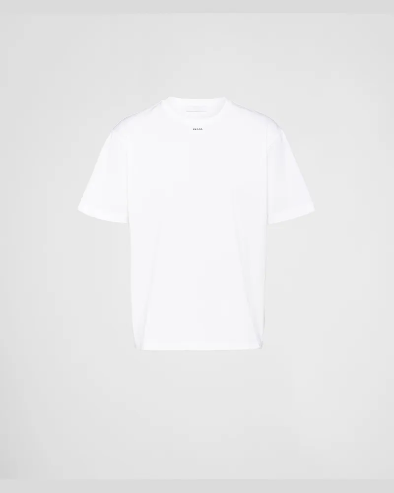 Prada T-Shirt aus Stretch-Baumwolle Weiss