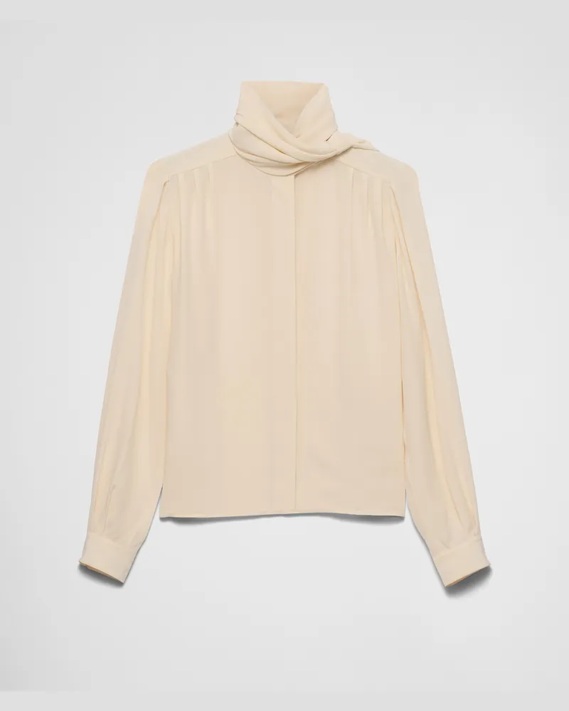 Prada Hemd aus Marocain Elfenbein